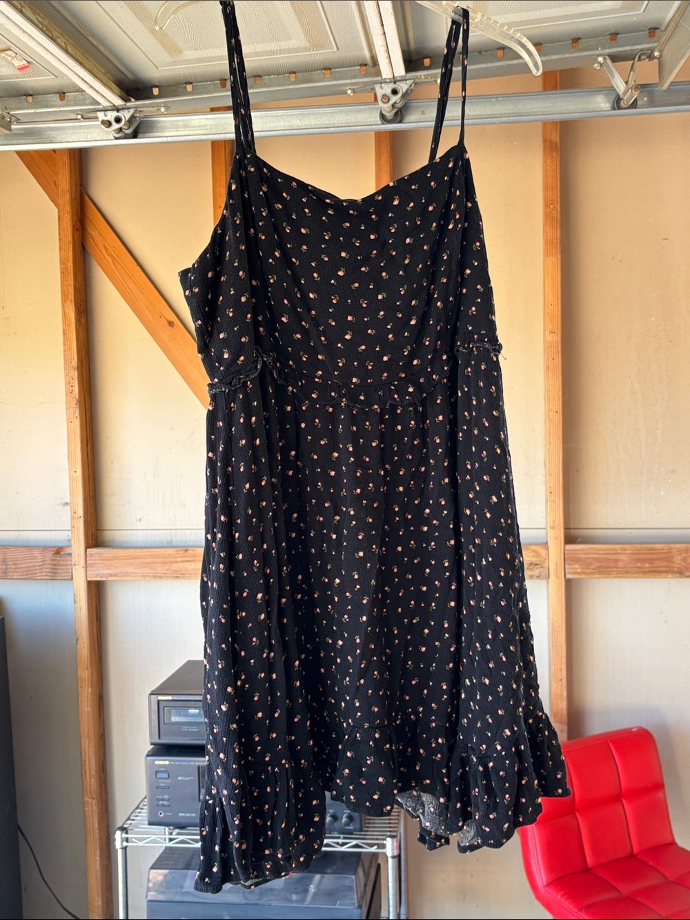 Forever 21 Black Mini Dress with Pink Floral Print
